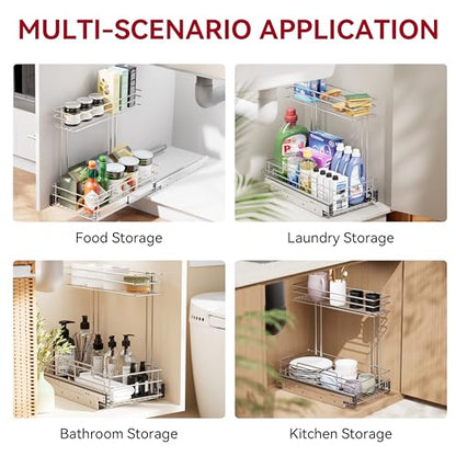 2 Pack Under Sink Organizer 9"W X17"D (9" W X17"D)