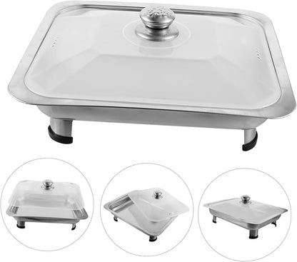 Cabilock Rectangular Stainless Steel Serving Tray Capacity Buffet Dish Food Holding Plate Easy to Clean