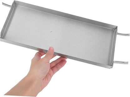 Ciieeo Rectangular Stainless Steel Bbq Serving Platter Dual Handles Versatile Food Serving Tray for Snacks Sushi Desserts and Hot Pot