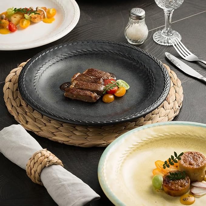 Kitchen Plates Japanese Restaurant Underglaze Color Creative Home Steak Dinner Plate Ceramic Appetizer Dessert Pasta Cake Tableware Restaurant Plates(D,11 in)