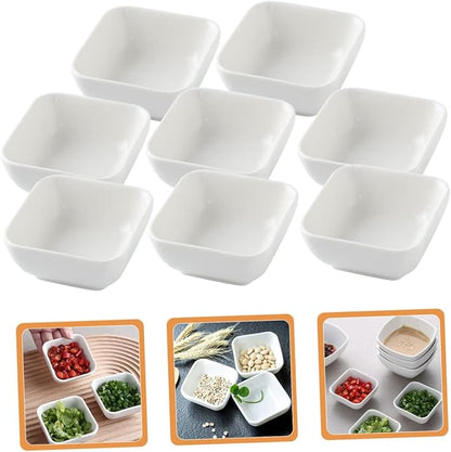 PRETYZOOM 8pcs Sauce Dipping Plates Small Appetizer Dishes Ceramic Seasoning Plates for Kitchen Restaurant