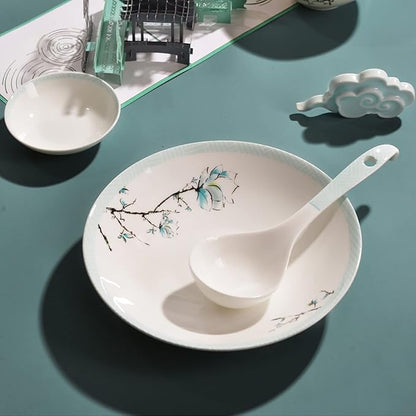 Elegant Bone China Dinnerware Set,Service for 4/6/8 People,Porcelain Dinnerware Sets,Ceramic Dinner Sets with Dishes/Plate/Bowl,Lead-Free Tableware,Dishwasher & Microwave Safe (White 48 Pcs)