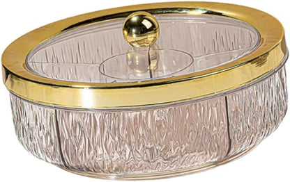 Rotating Serving Tray for Snacks with 6 Compartments, Transparent, Reusable, for Storing Nuts and More, Ideal for, Golden Ball