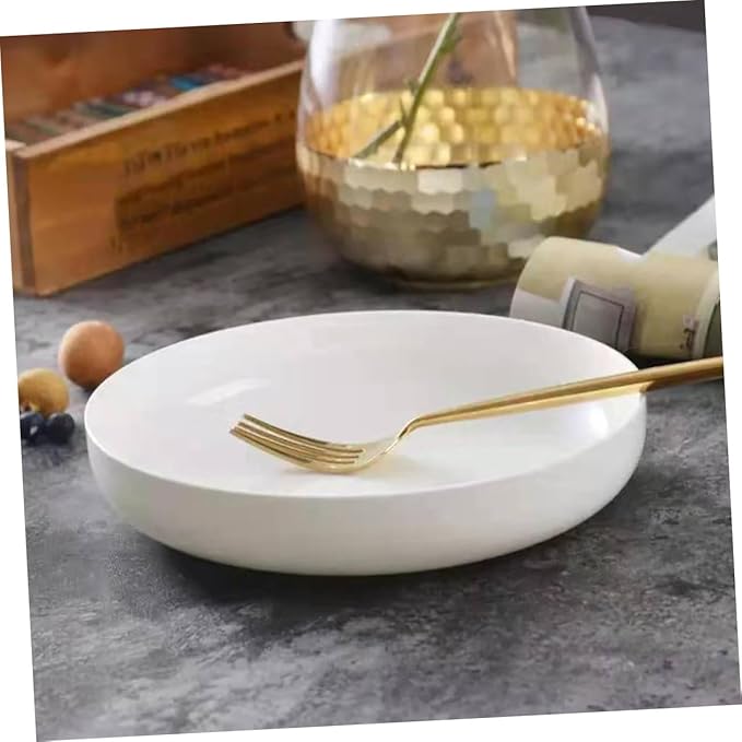 Healifty Ceramic Food Plate Convenient Multi Function Dish for Western Cuisine for Appetizers Desserts and Steaks Elegant Tableware for Home Restaurants and Parties Bright White Design