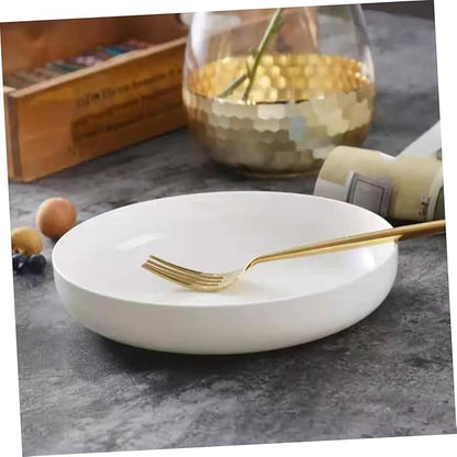 Healifty Ceramic Food Plate Convenient Multi Function Dish for Western Cuisine for Appetizers Desserts and Steaks Elegant Tableware for Home Restaurants and Parties Bright White Design