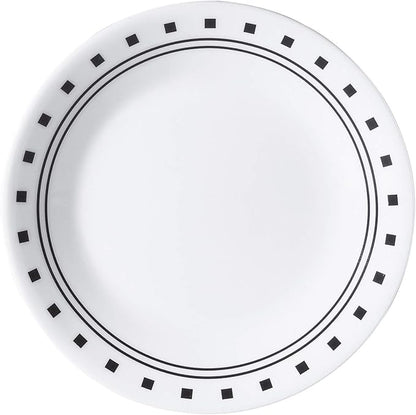 Corelle Vitrelle 18-Piece Service for 6 Dinnerware Set Triple Layer Glass and Chip Resistant, Lightweight Round Plates and Bowls Set, City Block