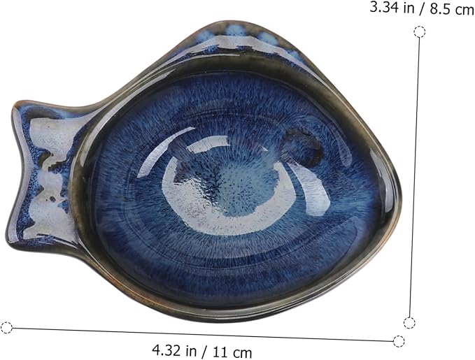 Fish Shaped Serving Dish Ceramic Appetizer Plate for Condiments Fruits Nuts Versatile Dipping Bowl for Home School Travel Easy to Clean Safe for Families