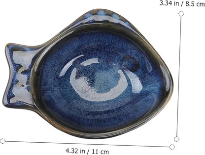 Fish Shaped Serving Dish Ceramic Appetizer Plate for Condiments Fruits Nuts Versatile Dipping Bowl for Home School Travel Easy to Clean Safe for Families