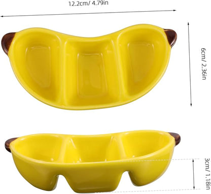MERRYHAPY Fruit Shaped Snack Serving Dish Ceramic Banana Appetizer Plate for Decorative Dessert Bowl for Ketchup Chips for Photography and Parties