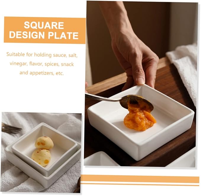 2pcs Multipurpose Square Dessert Bowl Snack Storage Plates for Sauces Dipping and Appetizers Lightweight Kitchenware for Home Restaurant Parties