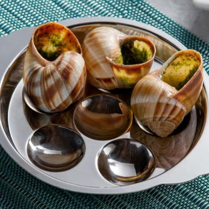 TrueCraftware- 6 Compartment Holes Stainless Steel Snail/Escargot Tray Set of 2- Seafood Snail Dish Escargot Dish Server for Home Kitchen Restaurant Hotel BBQ