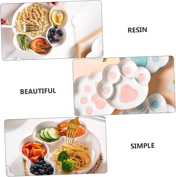 Cartoon Cat Claw Ceramic Plate Breakfast Tray Divided Serving Tray Food Storage Plate