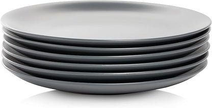 10 Strawberry Street Wazee Matte 10.5" Coupe Dinner Plate, Set of 6, Charcoal Gray