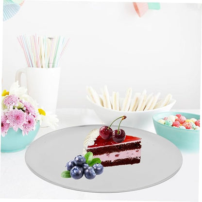 PRETYZOOM Stainless Steel Plate Versatile Serving Tray Round Food Serving Plate Catering Trays