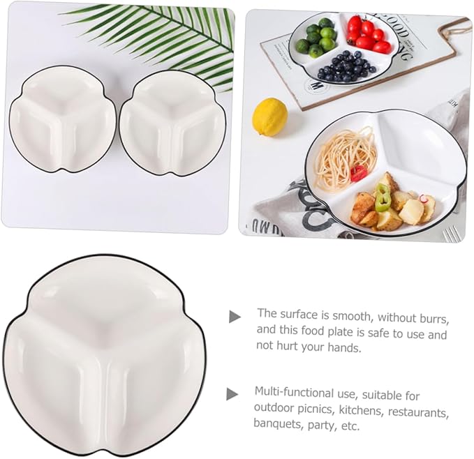 Ceramic Divided Serving Dish Compartment Dinner Plate for Snacks Dried Fruits Appetizers Stylish and Functional Tableware for Home Parties and Outdoor Picnics