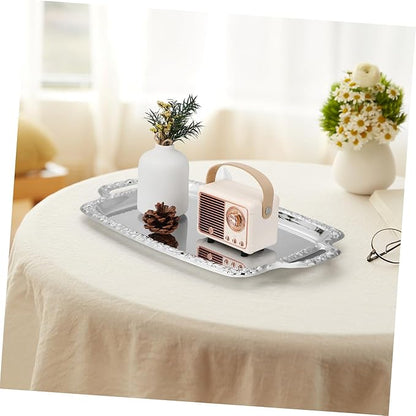 Alipis 1Pc Vintage Metal Serving Tray Kitchen Storage Plate with Handles for Dining Room Living Room and Home Use Rustic Decorative Tray