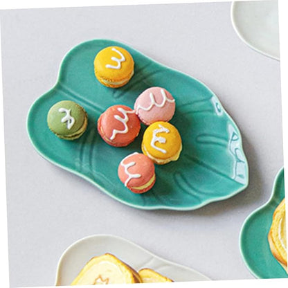 OUNONA Ceramic Leaf Plate Appetizer Serving Dish Dessert Portion Control Modern Design Dishwasher Safe