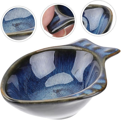 GLEAVI 2pcs Ceramic Sauce Dipping Dish Multifunctional Small Plates for Condiments Side Dishes Appetizers Japanese Retro Style Kitchenware for Home Restaurant Use