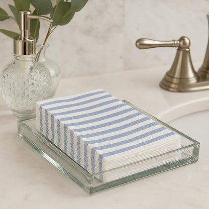 Made in Italy Linen-Feel Disposable Guest Towels - Premium Airlaid Cloth-Like Bathroom Napkins, Soft & Absorbent Luxury Hand Towels, Elegant Striped Dinner Napkins for Parties, Events, Bulk 500 Count