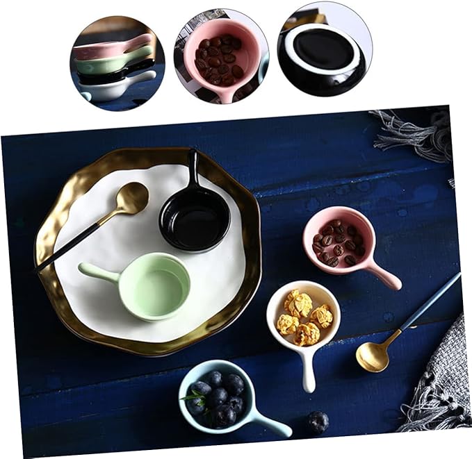 Unique Handle Ceramic Sauce Dishes Snack Plates Seasoning Bowls White for Restaurants Homes