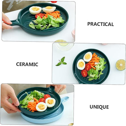 PRETYZOOM Ceramic Appetizer Plates Multi Functional Serving Plates for Dinner and Baking Microwave Oven Safe Unique Design Easy to Clean and Maintain for Housewarming