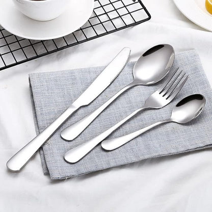 HornTide 16-Piece Flatware Sets Dinner Knife Fork Spoon Teaspoon 4-Piece Place Setting Service for 4 Person Stainless Steel Mirror Polishing