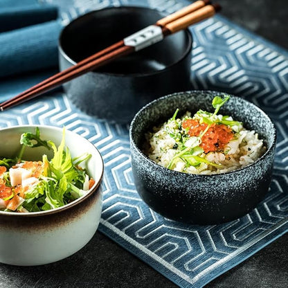 Kitchen Plates Ceramic Bowls, Japanese Soup Bowls, Commercial Retro Noodle Bowls, Salad Bowls Restaurant Plates(C)