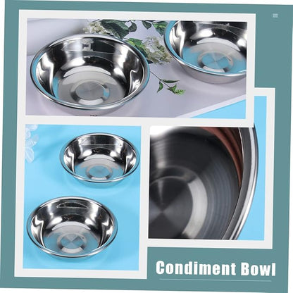 Happyyami Stainless Steel Sauce Dish Set 8-Piece Condiment Plates for Appetizers Simple Seasoning Storage Bowls Dishwasher Safe for Home Use