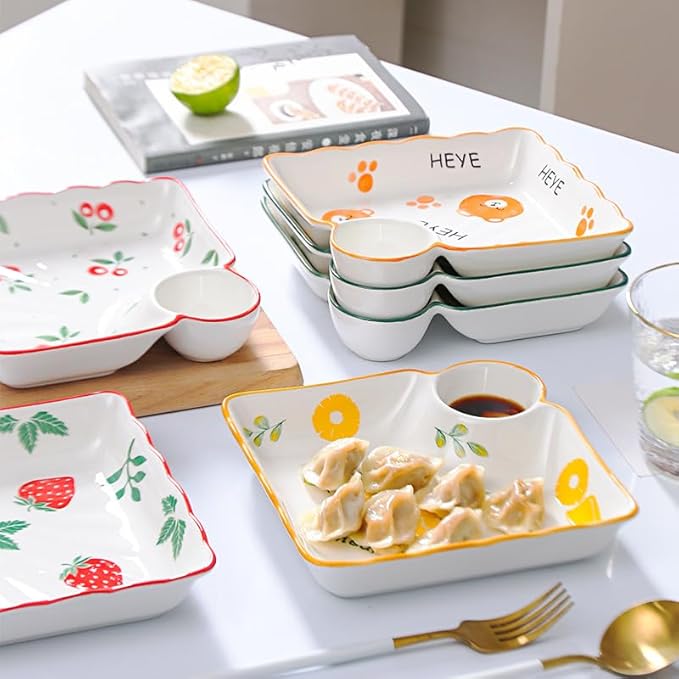 Multi Purpose Appetizer Ceramic Tray Vinegar Bowl Elegant Sushi Cookie Serving Dishes Dipping Sauce Plate for Dumplings French Fries Snacks Homes Restaurants Design Sense Souvenirs