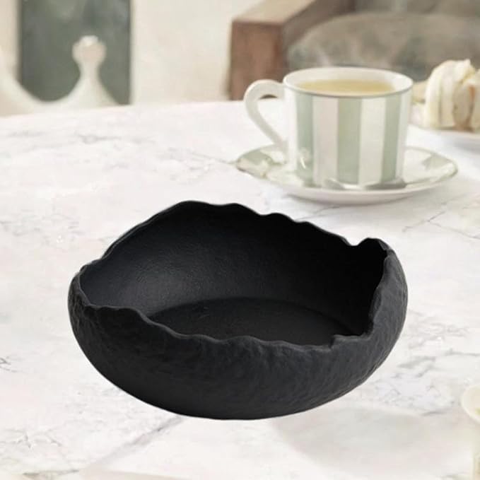 Ceramic Dinner Plate Salad Plate Decorative Plate Dinnerware Irregular Serving Plate Appetizer Plate for Snack Restaurant, Black