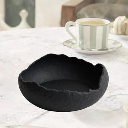 Ceramic Dinner Plate Salad Plate Decorative Plate Dinnerware Irregular Serving Plate Appetizer Plate for Snack Restaurant, Black