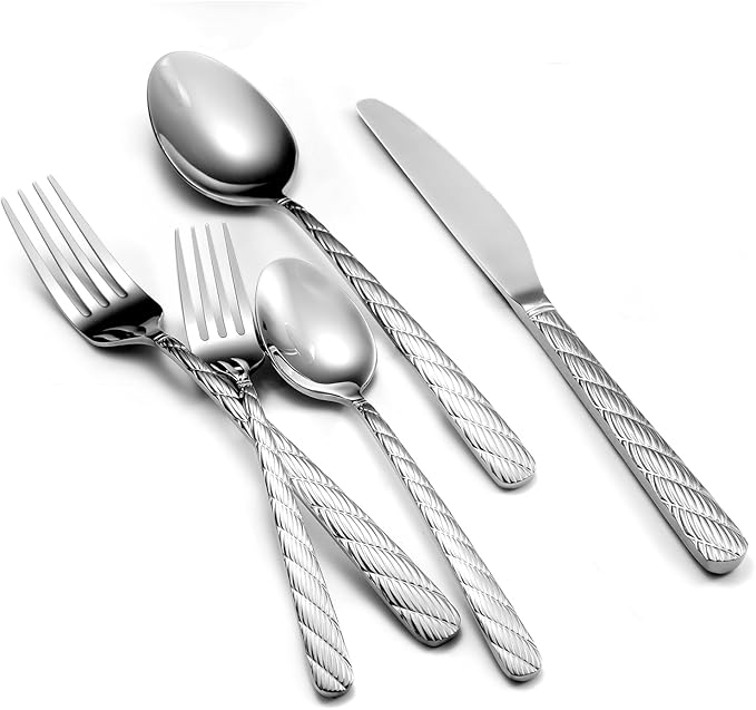 Luxury Hammered Silverware Set, 30 Pieces Flatware Set Service for 6, 18/10 Premium Stainless Steel, Mirror Polished Cutlery Utensil Set Include Fork Knife Spoon Set Dishwasher Safe