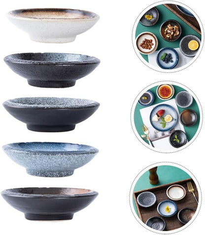 Zerodeko 5pcs Ceramic Dipping Bowl Sauce Dish Seasoning Plate Condiment Bowl Appetizer Dish for Kitchen Party Camping