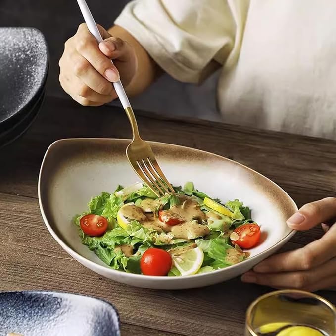 Pasta Bowls Appetizer Plates Ceramic Plate Dish Plate Household Salad Plate Cold Dish Plate Restaurant Commercial Large Plate Light Luxury Soup Plate Western Food Plate Dining Serving Plates for