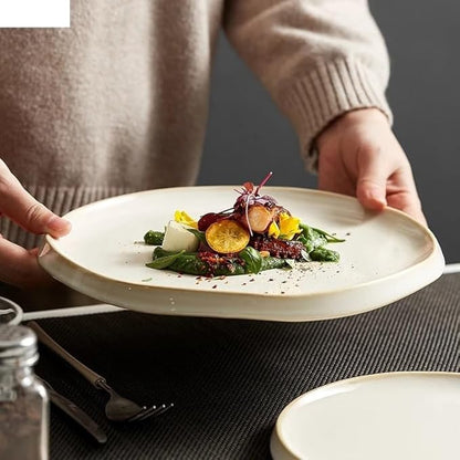 Camping Plates Simple Ceramic Dinner Plates Round Pasta Steak Plate Restaurant Solid Color Creative Tableware Snack Dessert Tray Cooking Dishes Dinner Plate Decorative Plate(10 inch)