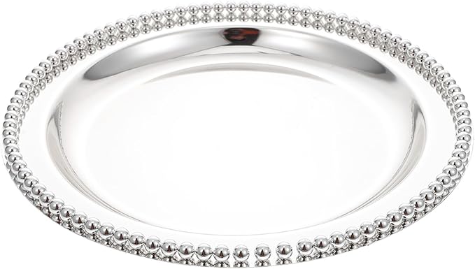 Metal Fruit Tray 25Cm Thickened Silver Dessert Storage Plate Multipurpose Snack and Candy Holder for Home Party Serving