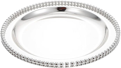 Metal Fruit Tray 25Cm Thickened Silver Dessert Storage Plate Multipurpose Snack and Candy Holder for Home Party Serving