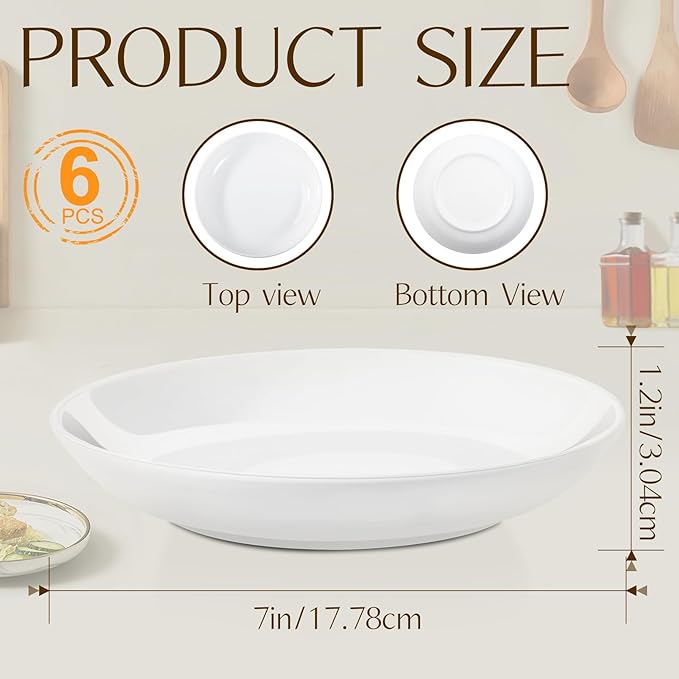 6 Pieces Ceramic Dessert Plates,7 inch White Appetizer Plates,Round Dessert Salad Plate,Porcelain Dinner Plate,Ceramic Serving Dishes for Appetizers Salad Cake, Set of 6 Small White Plates