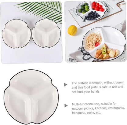 Ceramic Divided Serving Dish with Compartments Portion Control Dinner Plate for Snacks Fruits Appetizers Skid Base for Home Picnics Parties Restaurants