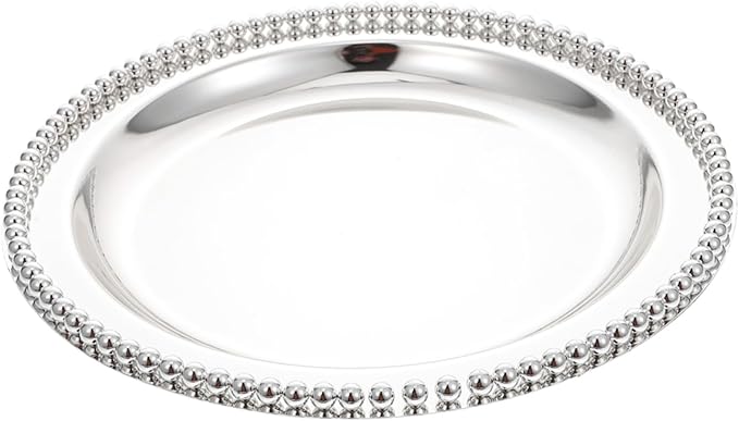Metal Serving Tray for Snacks and Desserts Elegant Fruit and Candy Plate for Home Entertaining and Lightweight Decorative Kitchen Accessory Silver Finish