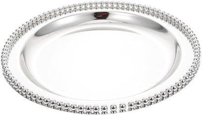 Metal Serving Tray for Snacks and Desserts Elegant Fruit and Candy Plate for Home Entertaining and Lightweight Decorative Kitchen Accessory Silver Finish