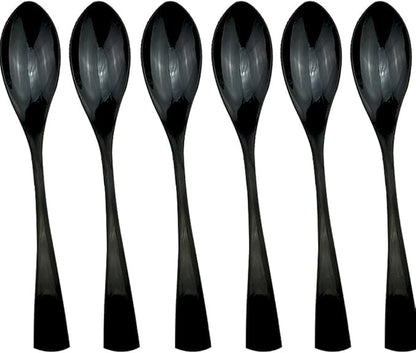 Mirror Polishing Black 18/10 Stainless Steel, Single Serving Flatware Silverware cutlery utensils Set,set of 6 Dinner Spoon