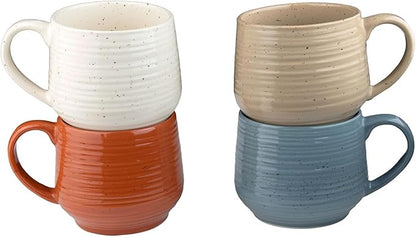 Sango 17.5 oz Stoneware Coffee Mugs Set of 4, Rustic Ceramic Mug with Speckled Reactive Glaze, Large Pottery Drinkware for Coffee or Tea, Dishwasher & Microwave Safe Mugs, Siterra Painter’s Palette
