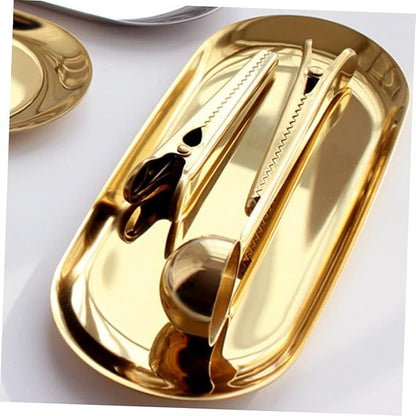 VOSAREA 2pcs Serving Tray Decorative Stainless Steel Trays for Jewelry Snacks and Desserts Luxurious Practical Storage for Home Kitchen and Parties