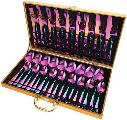 Stainless Steel Flatware Serving Set,Home Kitchen Eating Tableware Set,Dishwasher Safe,for Home Kitchen Restaurant Hote 36-Piece Stainless Steel Knife, Fork and Spoon Steak Knife, Fork and Spoon Gift