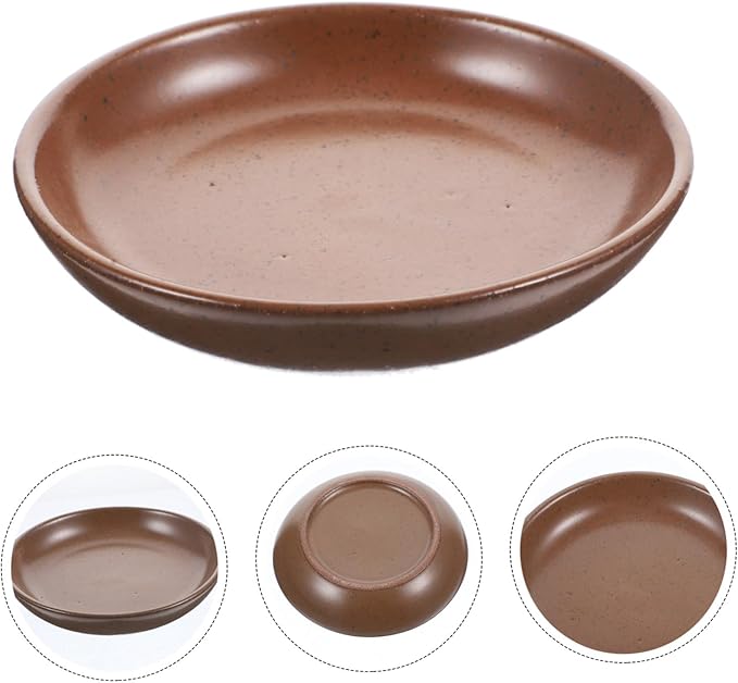 LIFKOME Ceramic Appetizer Plate Shallow Serving Dish for Dipping Sauces Rustic Style Snack Bowl for Hotel Dining and Restaurant Use 4-piece Set