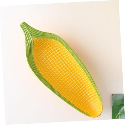 PRETYZOOM Corn Cob Dish Ceramic Plates Unique Handpainted Corn Shape Serving Dishes for Appetizers Desserts and Snacks Whimsical Tableware for Dinner Parties