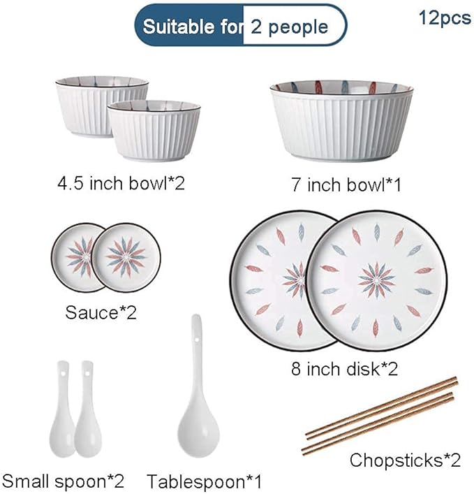 38 Pcs Dinnerware Sets,Chinese Style Porcelain Tableware Set with Plates and Bowls,White Ceramic Dinner Set for Home Kitchen and Dinning,Microwave and Dishwasher Safe(White 12pcs)