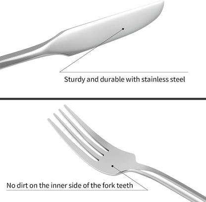 Silverware Set Flatware Set Stainless Steel Heavy Cutlery Set Hexagon Handle Mirror Finished 60 Pieces Service for 12