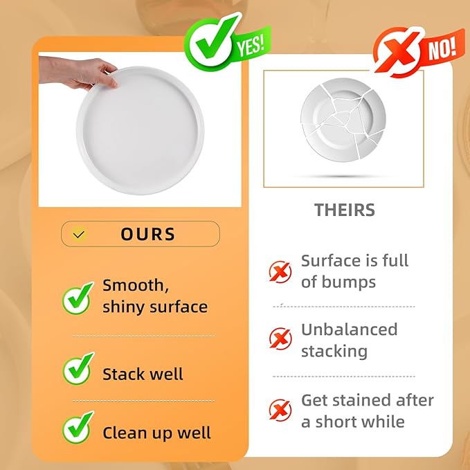White Dinner Plates Set of 6, 8 Inch Porcelain Dessert Plates, Ceramic Appetizer Plate, White Round Salad Plate, Microwave & Dishwasher Safe, Scratch Resistant